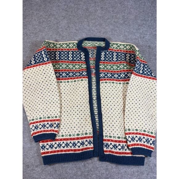 Vintage Dale Of Norway Wool Cardigan Womens Large Chunky Knit Nordic Fair Isle - Picture 1 of 6